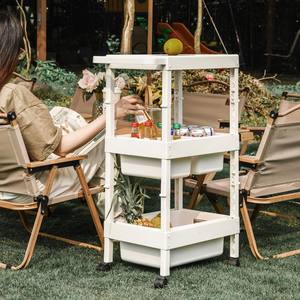 접이식 2/3/<span class=keywords><strong>4</strong></span>/5 계층 플라스틱 선반 트롤리 유틸리티 스토리지 롤링 카트 <span class=keywords><strong>4</strong></span> 바퀴 트레이 스토리지 바구니 나무 커버 - Product Image 5