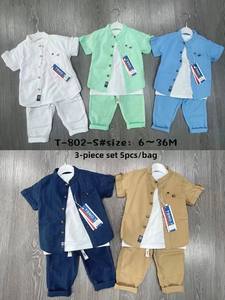 Nouvel ensemble en coton pour garçons 6m-36m, chemise courte et t-shirt et pantalon, ensemble 3 pièces pour bébés et enfants, ensemble décontracté pour enfants - Product Image 6