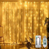 Guirlande Lumineuse Rideau Chambre 300 LED 6 Crochets 8 Modes Télécommande Fenêtre Lumière Féerique USB Noël Dimmable Mariage Fête Maison IP44