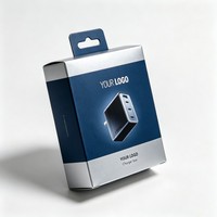 Boîte en papier pliable personnalisée en usine avec fenêtre pour accessoires électroniques, emballage de câbles de charge, impression UV, logo en encre métallique