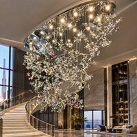 Lustre en cristal de luxe en forme de branche, grand luminaire suspendu floral artistique personnalisé pour la décoration de villas et d'hôtels