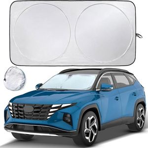 Cross-border Sun protection Car Front Windshield Double-ring Sunshade Titanium Silver Film Foldable Car <b>Window</b> <b>Cover</b> Solid Color - Product Image 1