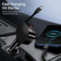 Chargeur de voiture USB-C multifonctionnel 3 en 1 85W avec câble USB-C rétractable QC 3.0 Super rapide