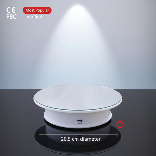 Hot Sell 20.5cm Mirror Photography Turntable 360 Degree Motorized Rotation Display Stand Video Shooting Turntable
