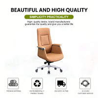 Chaise de bureau ergonomique de luxe à dossier haut en cuir PU, accoudoirs réglables, base en aluminium, roulettes pivotantes - Design élégant pour la maison