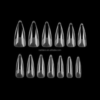 Faux ongles en gel souple, pré-polis, longs, forme stiletto, pour nail art DIY, avec cuticule fine, anti-rayures, 00 tailles, pour ongles volumineux