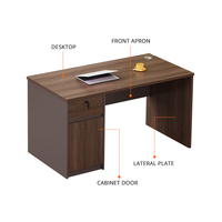 Bureau de travail avec serrure et tiroir, design moderne en bois extensible et modulaire pour l'étude et la maison