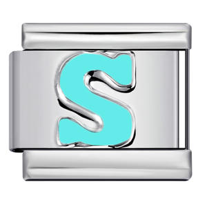 MOYAMIYA - Dijes de Acero Inoxidable Chapados en <span class=keywords><strong>Oro</strong></span> Azul Cielo, Alfabeto Inglés DIY <span class=keywords><strong>El</strong></span>ástico, Módulo Italiano, Dijes Unisex de Moda - Product Image 3