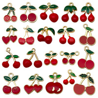 Assortiment de breloques pendentifs pour la création de bijoux (colliers, boucles d'oreilles, bracelets) à thème fraise et cerise, 10/20/30 pièces par ensemble