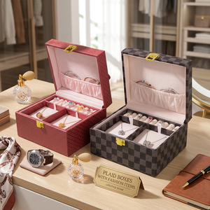 Estuche Organizador de Joyería de PU con Logotipo Personalizado al por Mayor, Caja de Joyería de Cuero de Lujo para el Hogar - Product Image 2