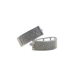 Boucles d'oreilles Huggie en argent sterling 925 avec diamants, taille brillant rond, micro-pavé, géométriques, minimalistes, pour usage quotidien, unisexe, 0,25 ct - Product Image 1