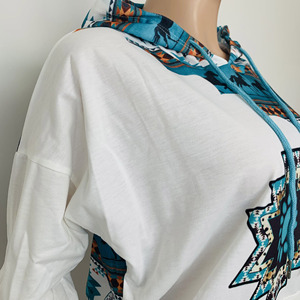 Jersey de manga larga con capucha para mujer, Blusa de talla grande azteca, ropa con capucha para primavera y otoño - Product Image 6