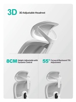 Chaise de bureau ergonomique blanche moderne à dossier haut en maille avec appui-tête et soutien lombaire réglables pour le bureau à domicile