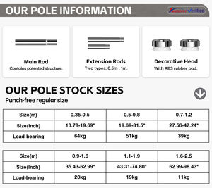 ARODDY Tringle à <span class=keywords><strong>rideau</strong></span> <span class=keywords><strong>de</strong></span> bain à tension réglable en acier inoxydable 35-63 pouces argent avec embouts Tringle à <span class=keywords><strong>rideau</strong></span> et embouts en métal bon marché - Product Image 4
