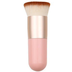 Petit pinceau de fond de teint plat et rond à manche court, portable, en fibres synthétiques, outil de maquillage pour le visage - Product Image 2