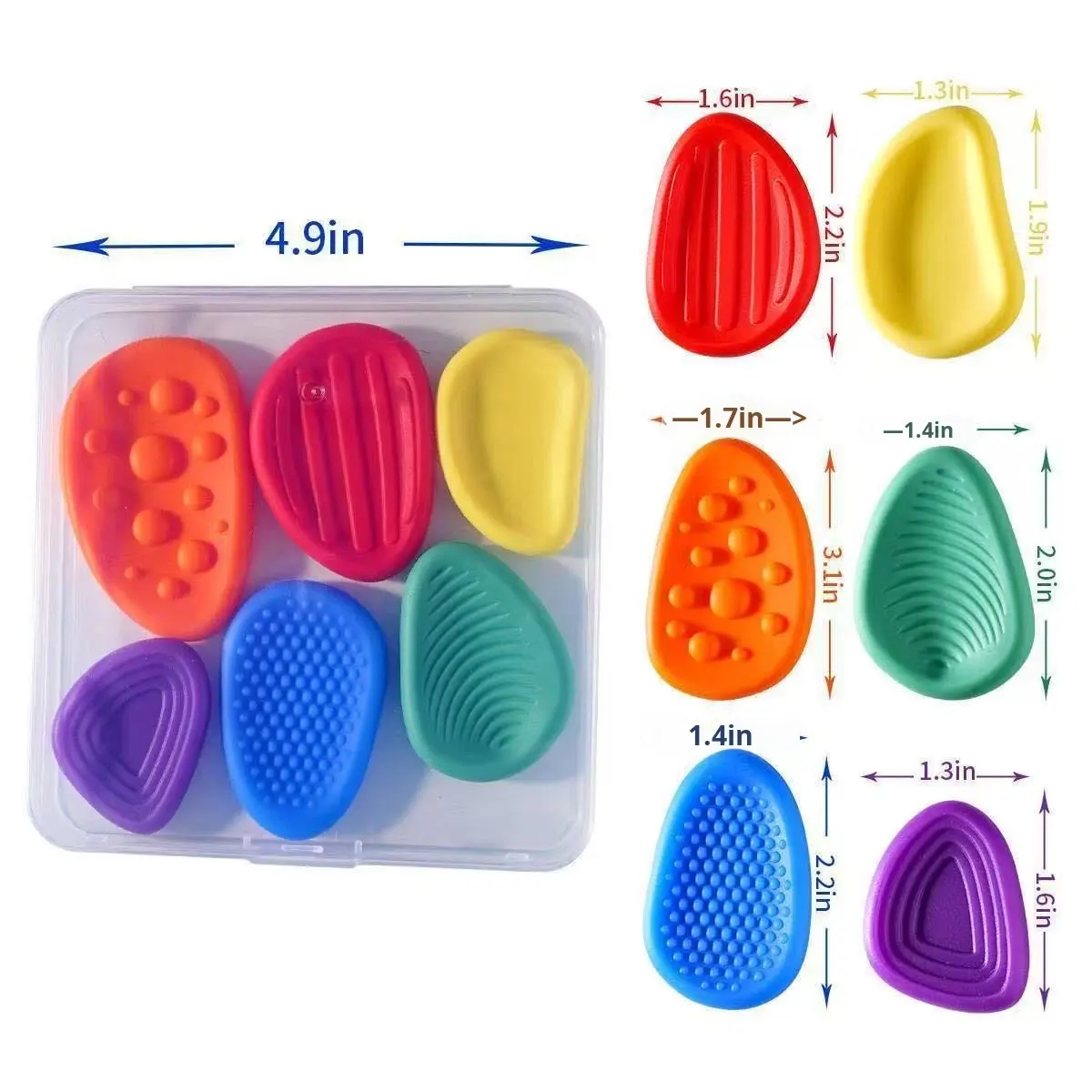 Youth Children's Water Play Sensory Fidget Silicone Worry Stone Textured Stress Relief Anxiety Toy