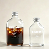Bouteilles en verre plates pour spiritueux de 50 ml, 100 ml, 200 ml, 250 ml, 350 ml, 500 ml pour café froid, whisky, vodka, gin avec bouchon à vis hermétique