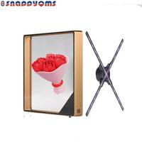 Ventilateur holographique 3D avec couvercle de protection/boîtier, écran LED, ventilateur 3D, 42cm/ 52cm/ 65cm/72cm/100cm, 4 pales
