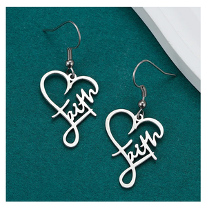 Pendiente de gota de Cruz de calidad superior Religión Letras cruzadas TRUST GRACE BLESSED HOPE LOVE Inspire Pendientes - Product Image 2