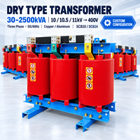Transformateur de distribution triphasé à sec 30-2500 kVA 10 kV 11 kV 400 V Cuivre Aluminium 50 Hz 60 Hz
