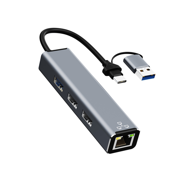 USB to RJ45 Ethernet Adapter OTG USB 3.0 Hub 4 in 1 Type C USB Hub for Macbook Dell Laptop