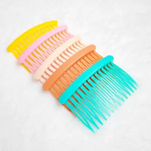 4.7cm*7.5cm Colorful 14teeth Flat Bars Plain Plastic Side Combs Hairpins for DIY Kids Headwear Ornament Bridal Hair Accessories