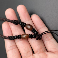 Collier en perles d'agate noire de couleur café, épaisseur 3 mm, longueur 26 pouces, cordon de corde pour pendentif