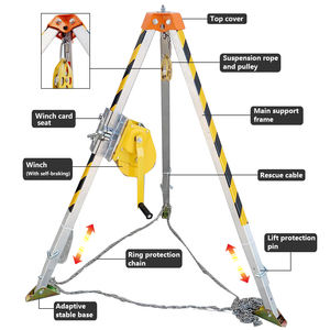 Trépied de sauvetage incendie Support triangulaire en alliage d'aluminium Palan à treuil à manivelle pour le sauvetage d'urgence de la tête de puits - Product Image 2