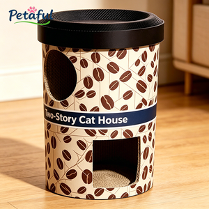 Petaful Classic Grande griffoire <span class=keywords><strong>pour</strong></span> <span class=keywords><strong>chat</strong></span> <span class=keywords><strong>en</strong></span> forme de pot à café à double niveau et maisonnette cachette, <span class=keywords><strong>en</strong></span> <span class=keywords><strong>carton</strong></span> durable et écologique, espace de jeu <span class=keywords><strong>pour</strong></span> <span class=keywords><strong>chat</strong></span> - Product Image 4