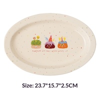Assiette de table en porcelaine émaillée à motif de dessin animé mignon, haute valeur esthétique, vaisselle domestique, assiette compartimentée, compatible micro-ondes, émaillée