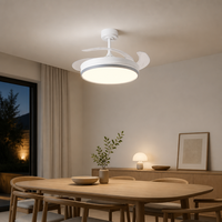 Ventilateur de plafond LED moderne et minimaliste à 3 pales avec moteur DC en cuivre, lampe lustre télécommandée pour chambre à coucher avec éclairage