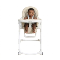Chaise haute bébé pliable portable, design OEM/ODM, siège rembourré élégant et confortable, facile à nettoyer, homologuée EN14988, pour usage en cuisine.