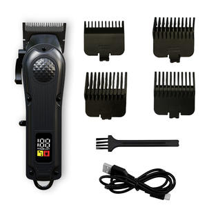 Cordless <b>Electric</b> Hair Clipper With LCD Display Stainless Steel Blade USB Charging For General Use Black And Gray - Product Image 2