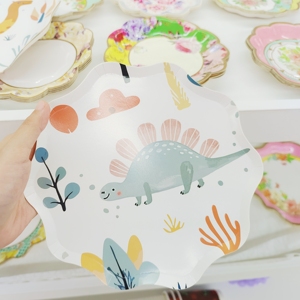 Ensemble de vaisselle jetable premium DAMAI Animal pour fêtes d'enfants, anniversaires, thème dinosaures, assiettes, gobelets, serviettes en papier - Product Image 6