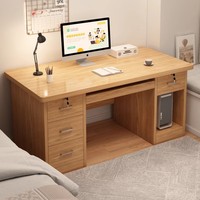 Escritorio Ejecutivo Moderno de Roble con 3 Cajones con Cerradura, Amplia Estación de Trabajo para Computadora, Ranura para PC, Superficie de Material Laminado, Hecho a Mano
