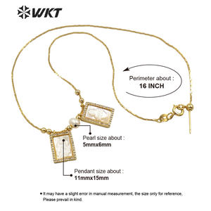 WT-JN137 Collar Súper Popular con Dije de Corazón de Santa María Tallado en Nácar Blanco, Collar Cristiano de Doble Concha Blanca de María en Oro - Product Image 6