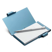 Personalisiertes Aluminium-Legierung Taschennotizbuch Nachfüllbares Mini-Klappnotizbuch mit Stift und Kartenhalter als Reisegeschenk