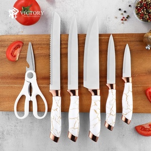 Wholesale Kitchen Knife Set Chef Knife Scissors Non-stick Coating Stainless Steel Kitchen Knife Set with <b>Acrylic</b> <b>Block</b> - Product Image 3
