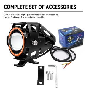 Phare de moto LELANPU H4 Angel Eyes antibrouillard, projecteur LED moto à 1 lentille, éclairage de travail - Product Image 6