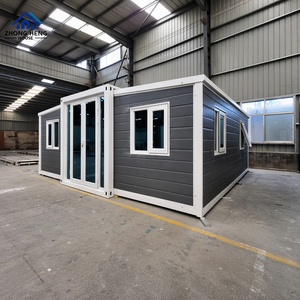 Villa préfabriquée de luxe moderne extensible de 20 pieds ou 40 pieds avec îlot de cuisine et 2 chambres pour ADU de jardin aux États-Unis - Product Image 1