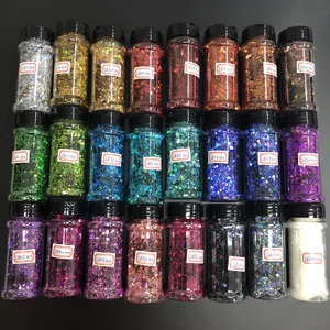 Best Selling Polyester Holographic 2oz Shaker Loose Chunky Glitter Total 24 Colors
