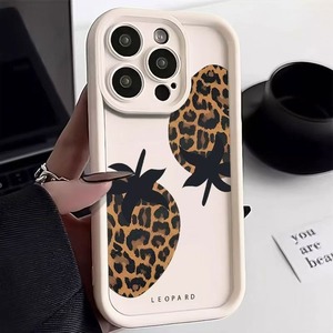 Cassa del telefono della fragola del leopardo per <span class=keywords><strong>Samsung</strong></span> Galaxy S25 Plus Shockproof custodia del telefono in <span class=keywords><strong>Silicone</strong></span> morbido Anti caduta custodia del telefono - Product Image 3