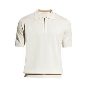 Suéter Polo de Cuello Alto con Cierre de Cremallera de Algodón y Seda para Hombre, Camiseta Polo de Cachemira para Hombre - Product Image 5