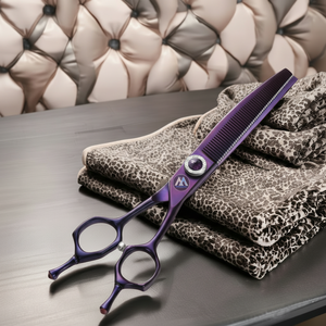 Ciseaux professionnels de toilettage pour chiens amincissants incurvés de 7 pouces pour chiens Pet 52 dents tranchantes et lisses - Product Image 1