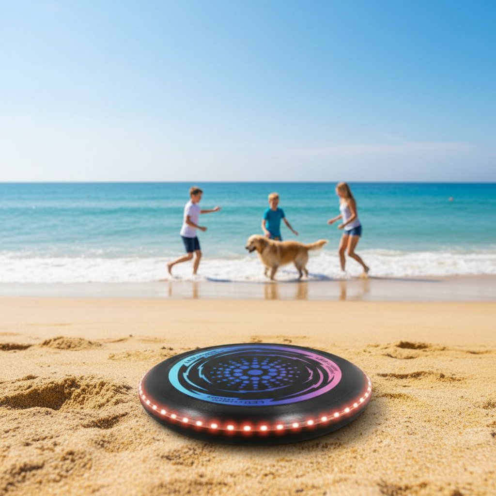 PE Soft Material 38 LEDS 270mm Diameter 195g Battery-Powered Flying Disc for Children & Adults Outdoor Beach Fun