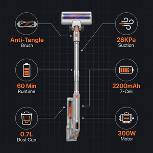Auto Self <b>Emptying</b> Cordless Vacuum Cleaner 28KPA Suction Wireless Stick With Dust Collection Dock Pet Hair Hardwood Floor 28KPA - Product Image 6