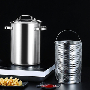 Usine Nouveau Design Polyvalent 0.65mm En Acier Inoxydable 304 Induction Ustensiles De Cuisine Friture Panier <span class=keywords><strong>Asperges</strong></span> Filtre À Huile Friteuse Marmite - Product Image 4