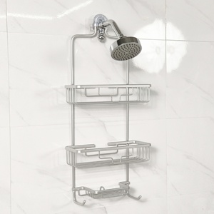 Organizador de ducha colgante para baño sin perforación, estante sobre cabezal de ducha, carrito de ducha colgante con soporte para jabón - Product Image 1