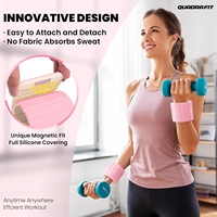 QUADRA Nouveaux poids de cheville magnétiques en silicone 2 lb (paire) 1 lb chacun, réglables, écologiques, unisexe, pour Yoga et Pilates, personnalisables