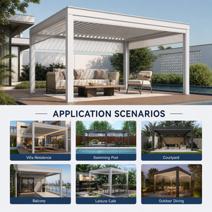 Pergola bioclimatique motorisée à lames orientables en aluminium, imperméable, pour jardin, <span class=keywords><strong>terrasse</strong></span>, gazebo, <span class=keywords><strong>prix</strong></span> direct usine, vente en gros - Product Image 6